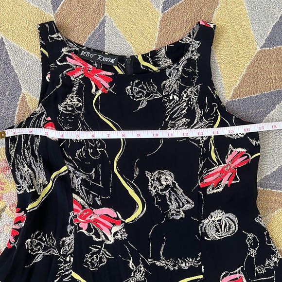 VINTAGE BETSEY JOHNSON RAYON RIBBON PRINT ICONIC MINI SWING DRESS XS S M L - Picture 4 of 8
